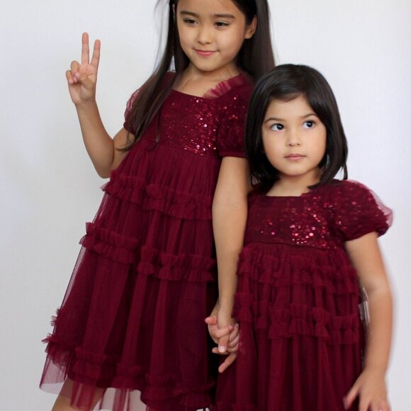 Burgundy Sequin Maya Mini Dress - Picture 2 of 2